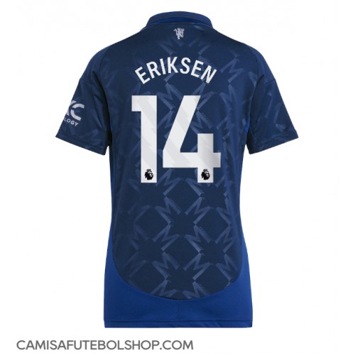 Camisa de time de futebol Manchester United Christian Eriksen #14 Replicas 2º Equipamento Feminina 2024-25 Manga Curta